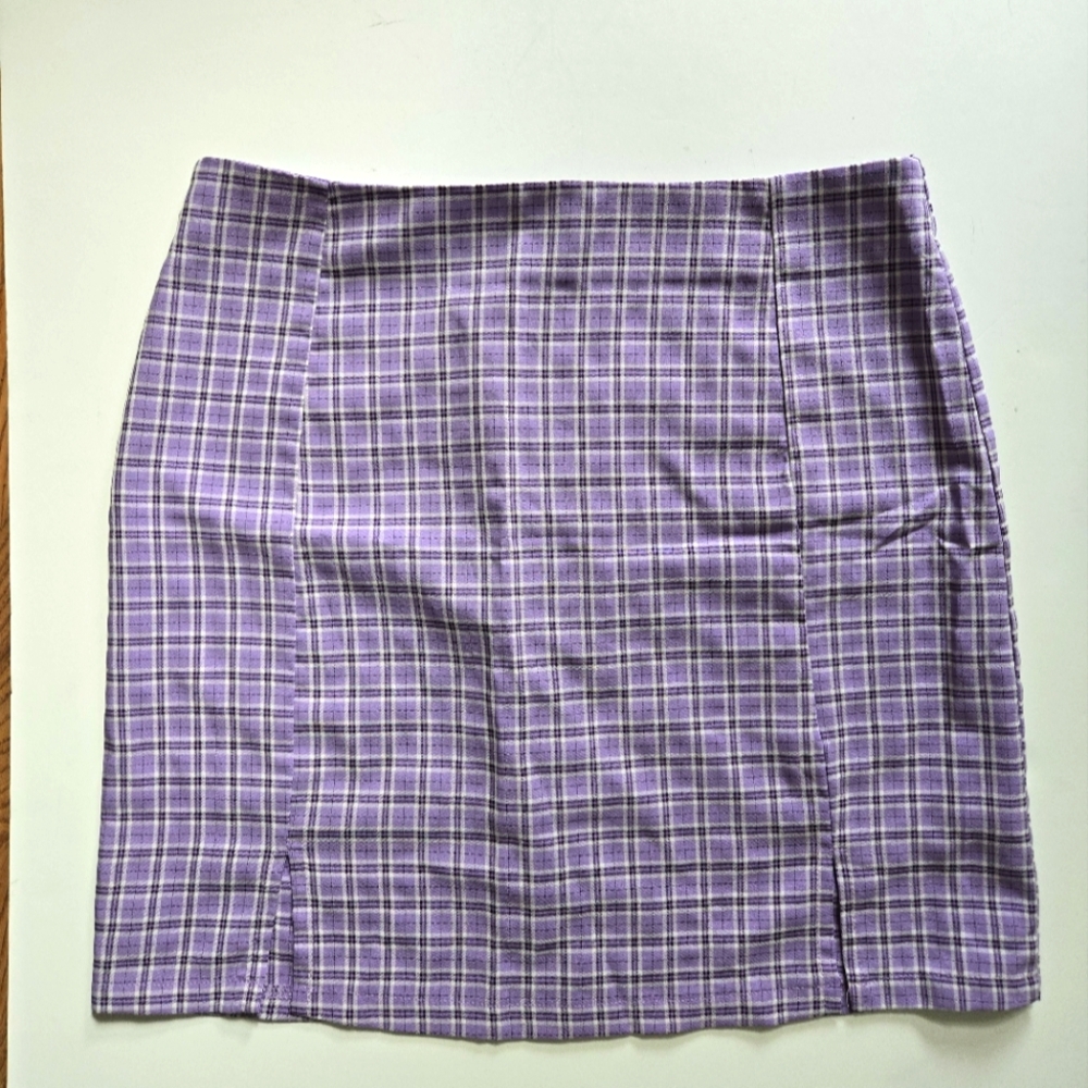SHEIN Plaid Purple Skirt